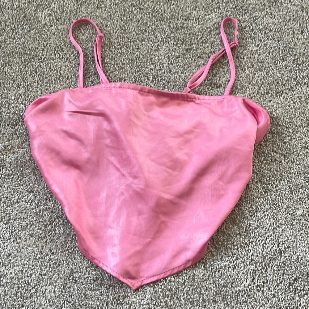 Pink Satin Tie Top